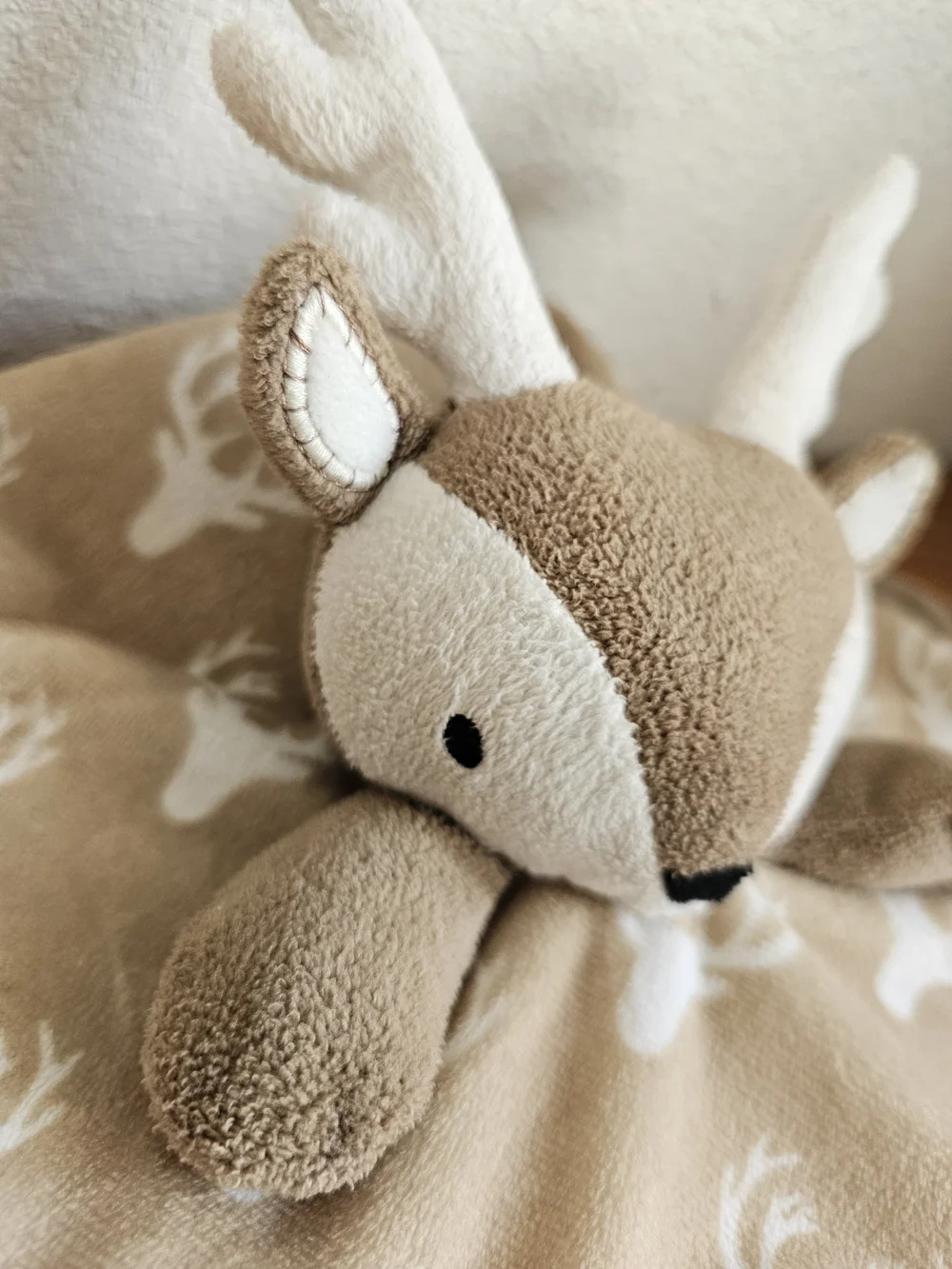 4/$10 Plush Deer Lovie Infant Blankie Toy Hunter Blanket Neutral Brown Cream